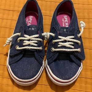 Sperry Kids Navy Canvas Slip-On Sneakers with White Laces
